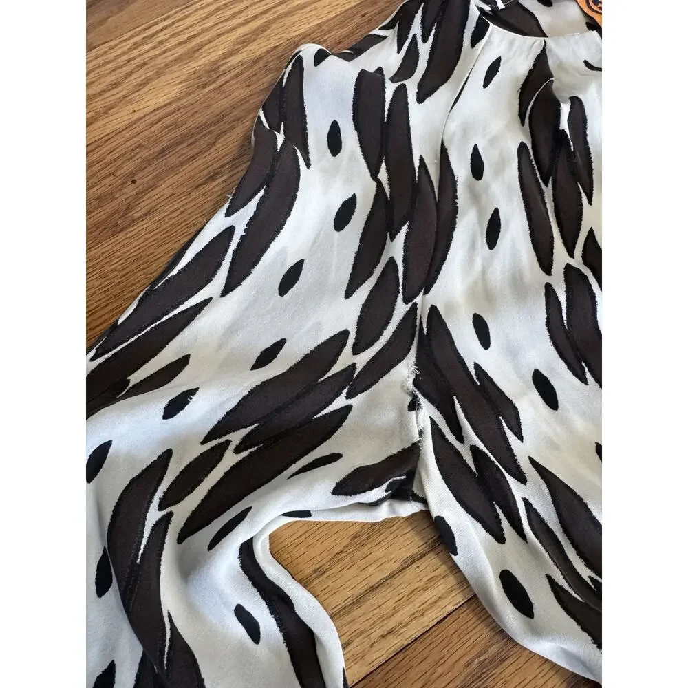 Tory Burch Silk Tunic Blouse Abstract Print Sz 12 luxury